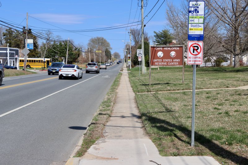 The view Savannah Road from the area of the former Army Reserve Center, where parking might be permitted again. The city is discussing a proposal that would allow up to 15 spaces from the exit of Lewes Brewing Company up to Drake Knoll. The bike lane in this photo would be eliminated in favor of sharrows on the road. BILL SHULL PHOTOS